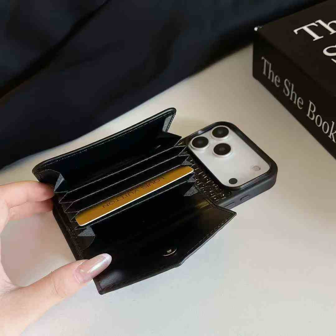 Black Card Wallet Phone Case For iPhone