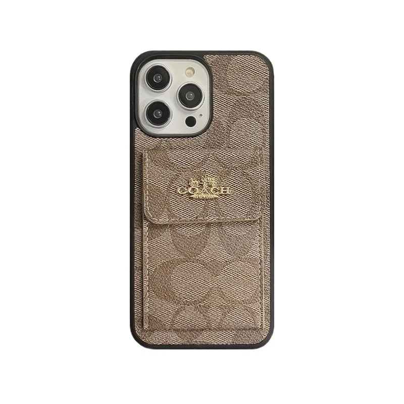 Coach iPhone Case With Card Holder Wallet Coffee -SZK240425