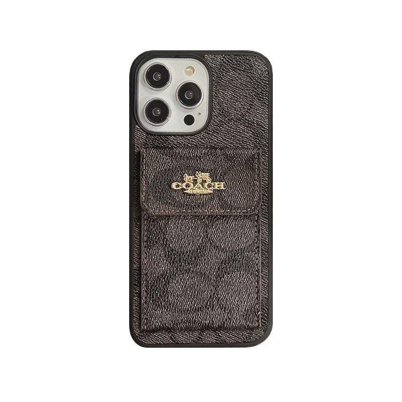 Coach iPhone Case With Card Holder Wallet Dark Brown -SZK240425