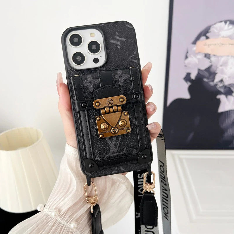 Lou Black & White Crossbody Chain iPhone Case