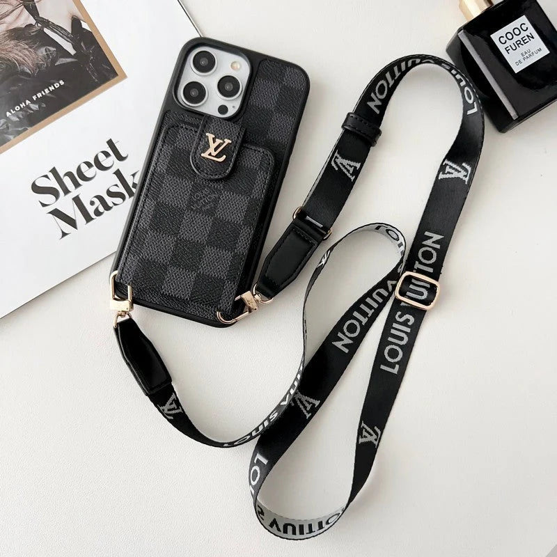 Lou Black & White Crossbody Card Bag iPhone Case