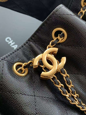 CC 25 Small Handbag Grained Calfskin & Gold-Tone Metal Bag-1