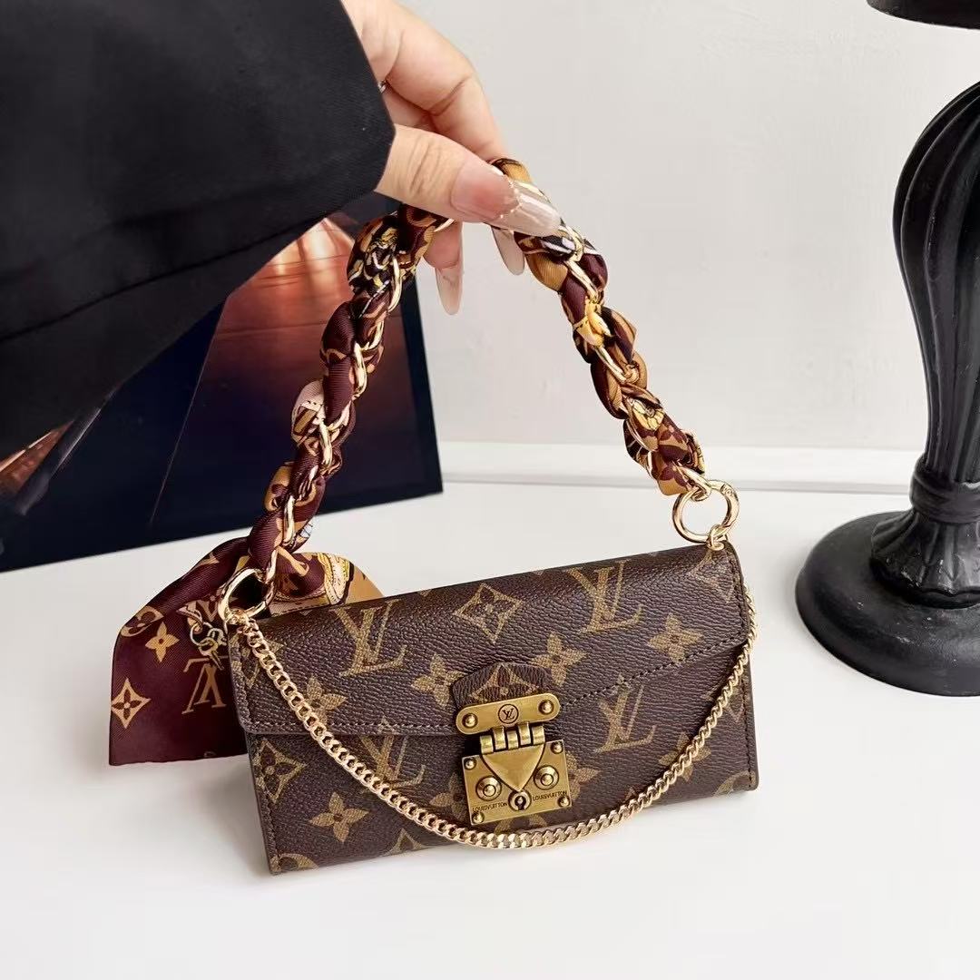 Letter Holster Scarf Chain Wallet Case For iPhone&Samsung S23U/S24U/S25U