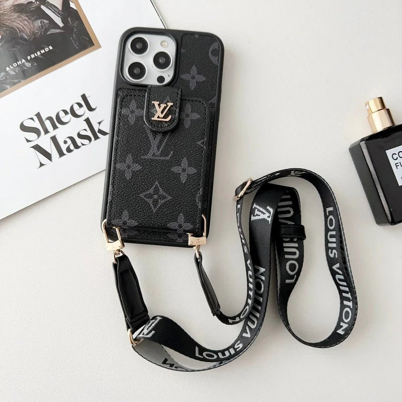 Lou Black & White Crossbody Card Bag iPhone Case