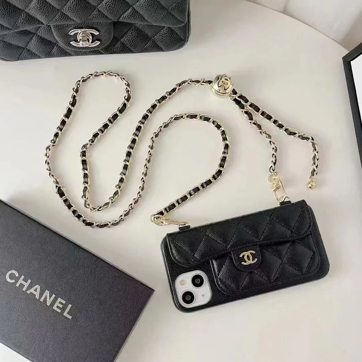CC Card Bag Leather Chain iPhone Case