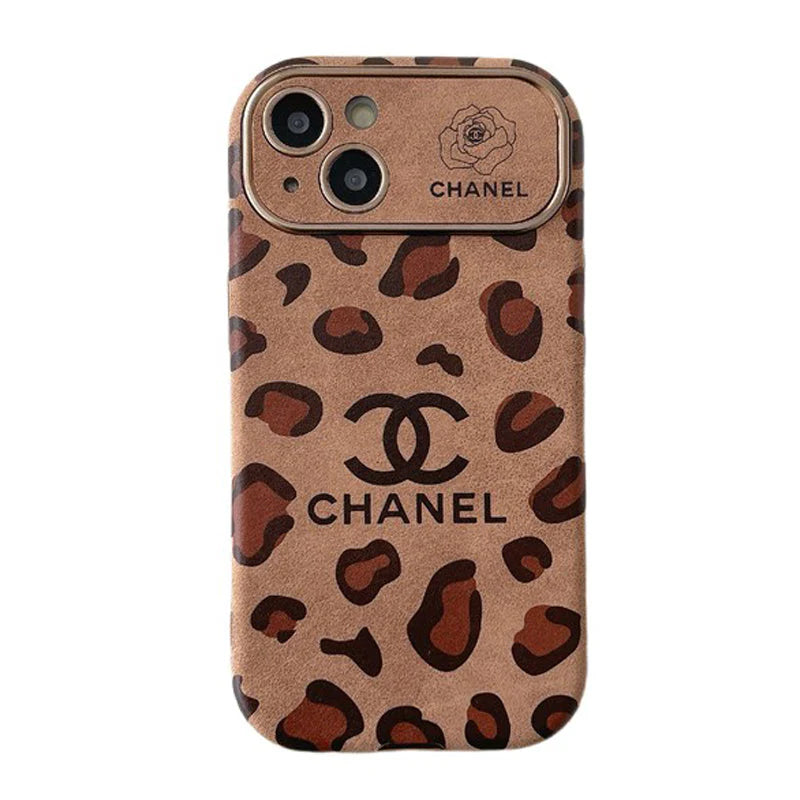 CC Brown Color Leather iPhone Case