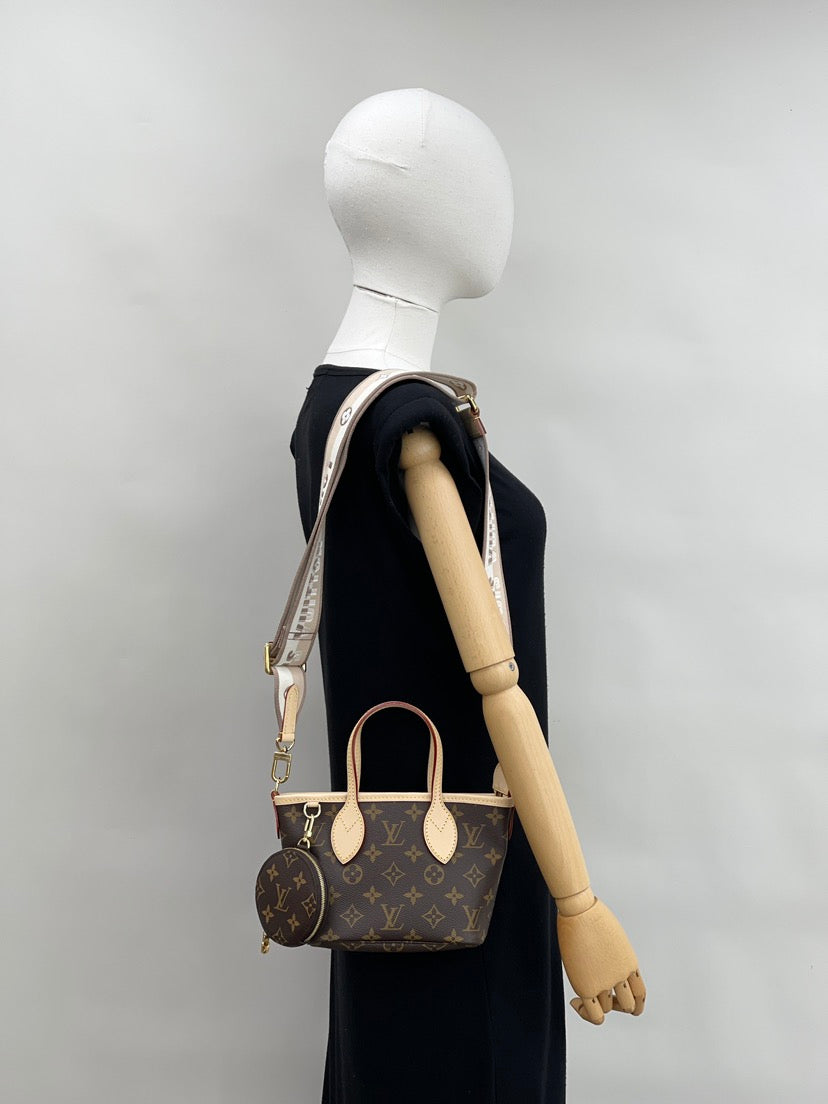 Classic Brown Leather Neverfull Handbag With Earphone Cover