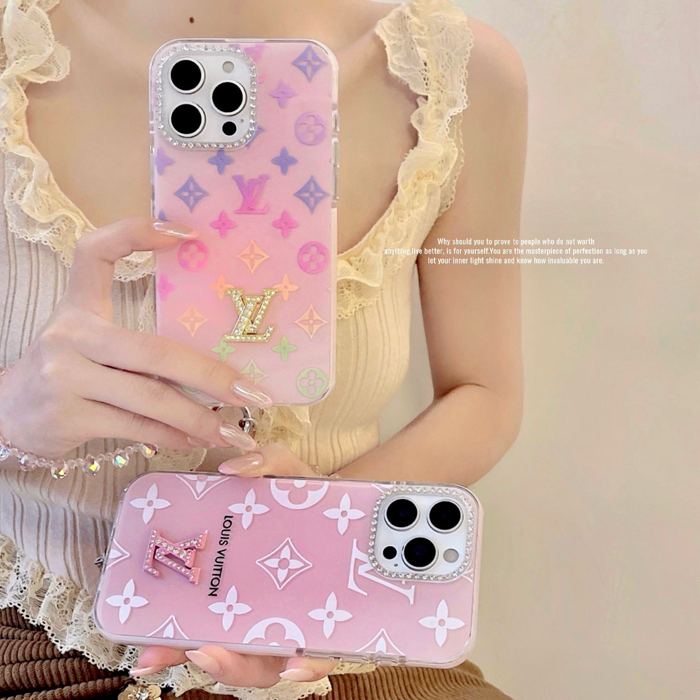 Pink Chain Style Phone Case For iPhone