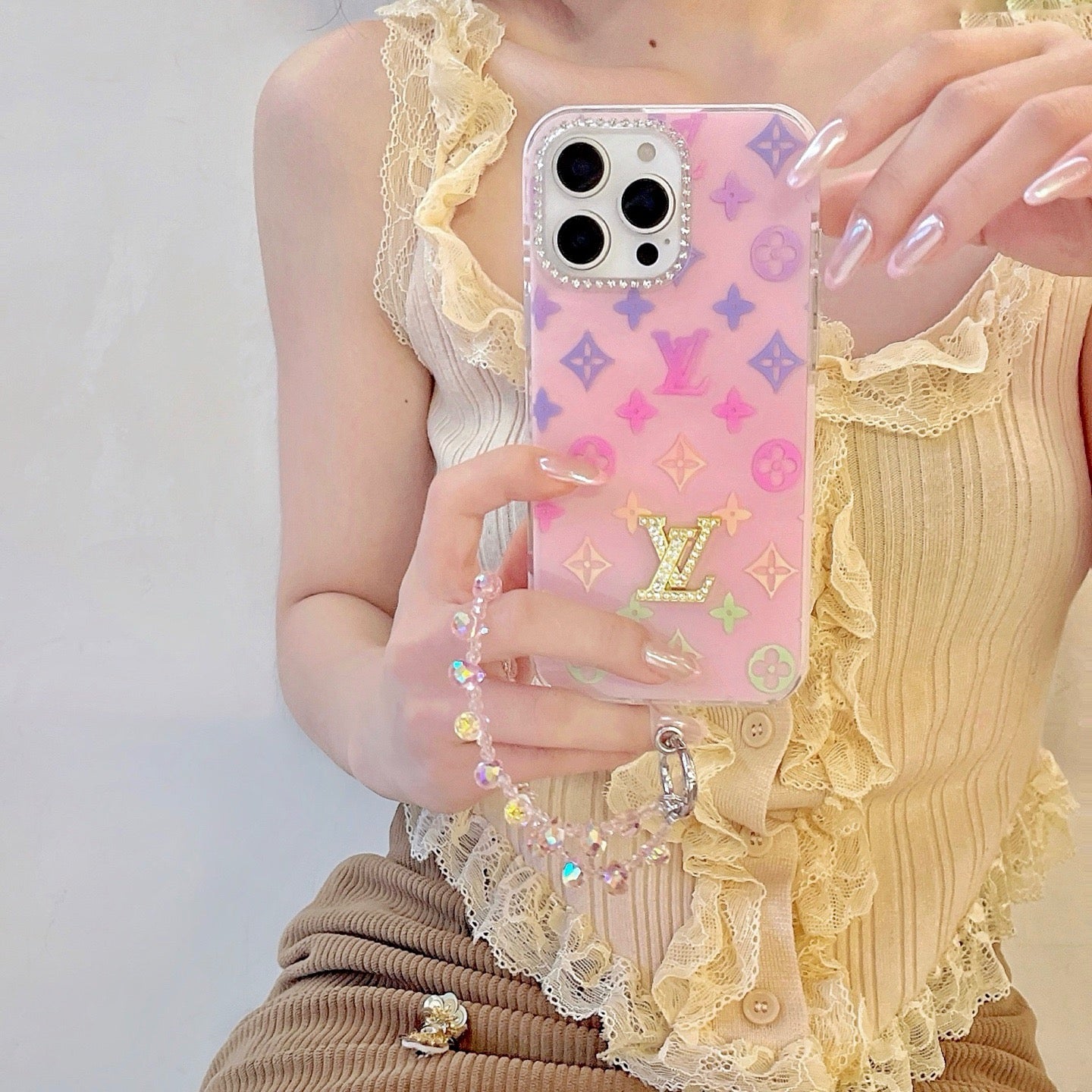 Pink Chain Style Phone Case For iPhone