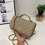 Wallet On Chain Shiny Lambskin Pearls Gold Tone Metal-1-2