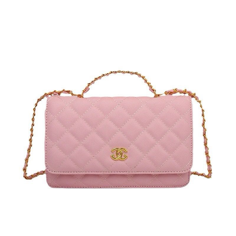 Wallet On Chain Shiny Lambskin Pearls Gold Tone Metal-1-2